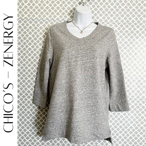 CHICO’S Zenergy Heather Gray Pullover Sweatshirt, Chico’s Size 1/S/8-10 - Picture 1 of 8